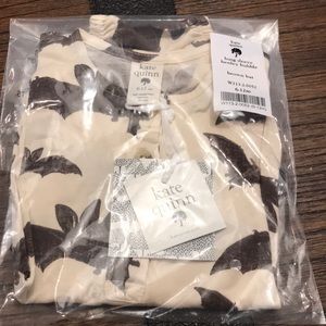 NWT kate quinn long sleeve Henley bubble - bamboo- brown bat print - 6-12 mo